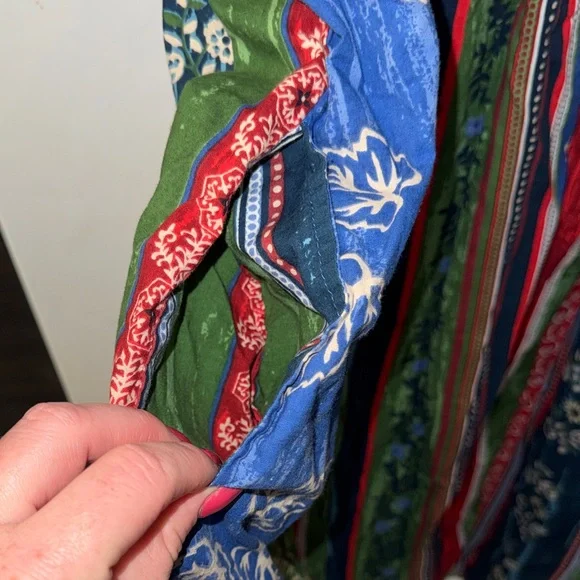 Vermont Country Store Blue Leaf Print Muumuu Patio Dress - Women's XL - Picture 3 of 3